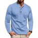 Maglietta Henley a maniche lunghe da uomo - Misto cotone traspirante, t-shirt casual con scollo rotondo e design a blocchi di colore per l'uso quotidiano_voghion.com