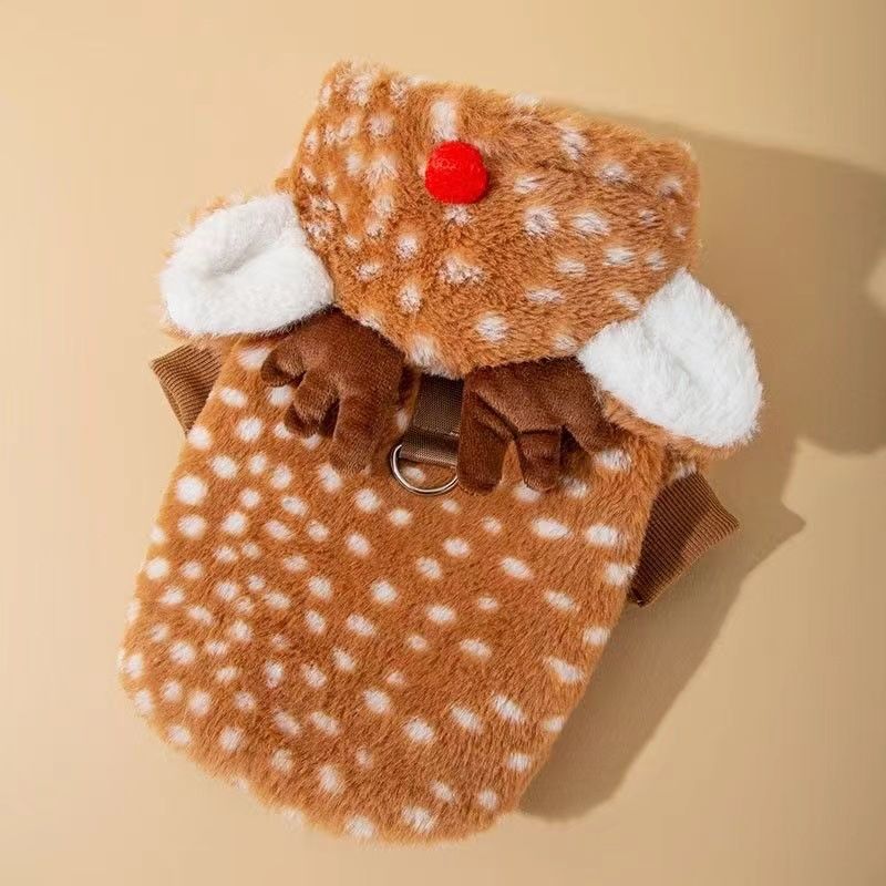 Christmas Elk clothes pet winter cotton padded coat Schnauzer autumn and winter style traction Christmas puppy Bichon Teddy Pomeranian_voghion.com