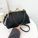 Doctor Bag Popular Versatile Shell Bag New Lychee Pattern Simple Shoulder Bag Clip Chain Handbag Women's Bag_voghion.com