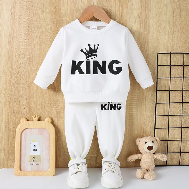 Kids Clothing Spring and Autumn New Two piece Set for Baby Boys with Letter Printing Simple Casual Style_voghion.com