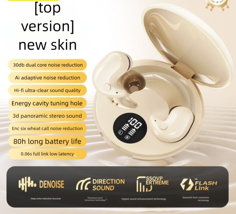 Fanyabi Unsichtbare, bequeme neue Bluetooth-Kopfhörer, ultradünn, druckfrei, für den Schlaf, Anrufgeräuschunterdrückung_voghion.com