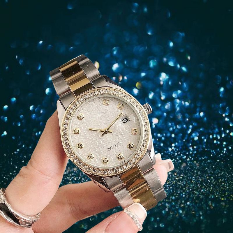 Reloj deportivo de cuarzo para hombre y mujer, estilo empresarial, de lujo, con incrustaciones de diamantes, calendario, diseño de moda, redondo._voghion.com
