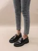 designer in black and white Thick soled loafers new autumn square with women's single fashion all match small leather_voghion.com