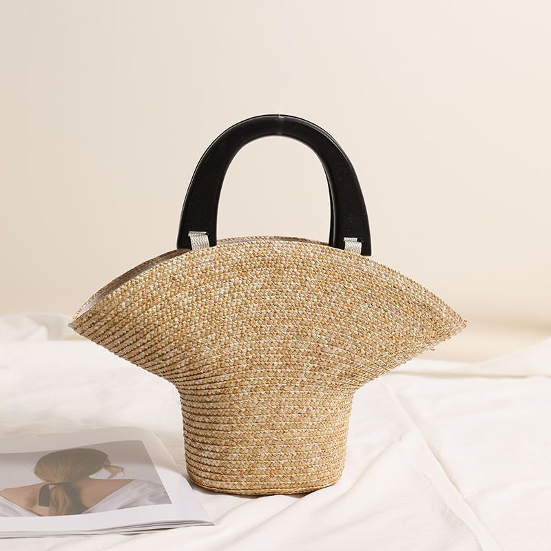 Borse da donna, piccole borse in paglia di grano fatte a mano, nuove borse in legno, borse intrecciate, borse da spiaggia per le vacanze, versatili borse da donna._voghion.com