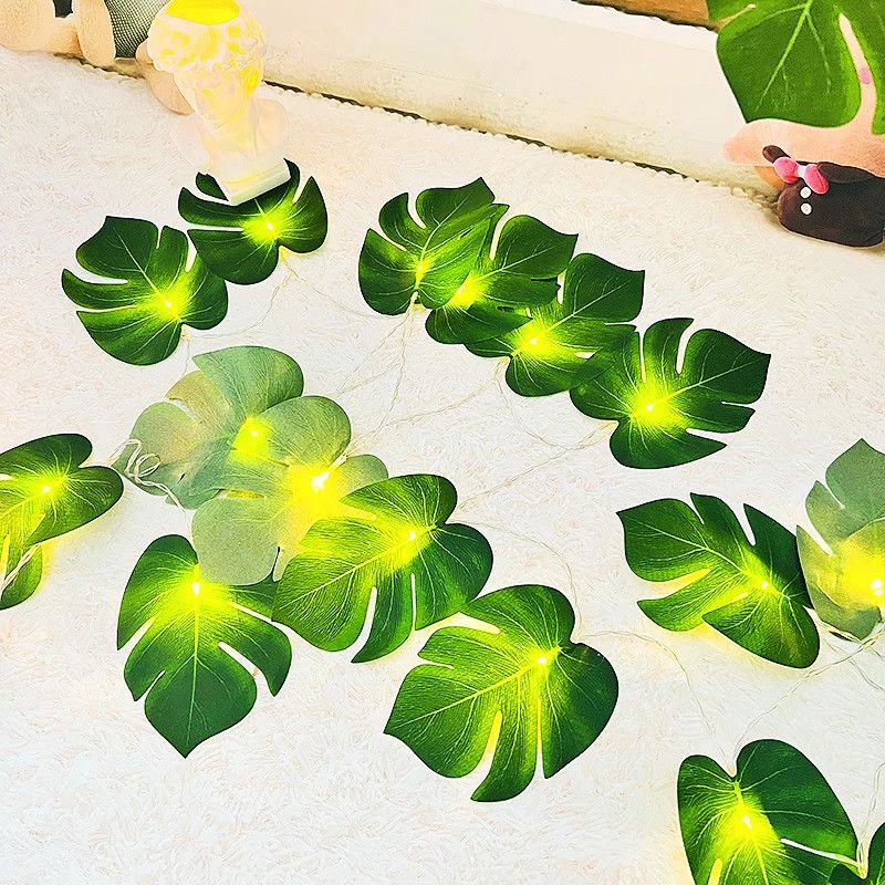 Zielona roślina żółw liść światło sznurek hurtowo kemping atmosfera dekoracja LED kolor światła sznurek hurtowo światło sznurek_voghion.com