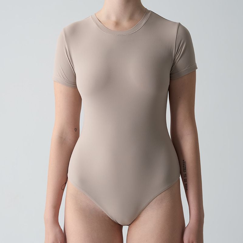 Women's Clothing Short Sleeved Jumpsuit One Piece Home Pilates Slim Nude One Piece Yoga Suit_voghion.com