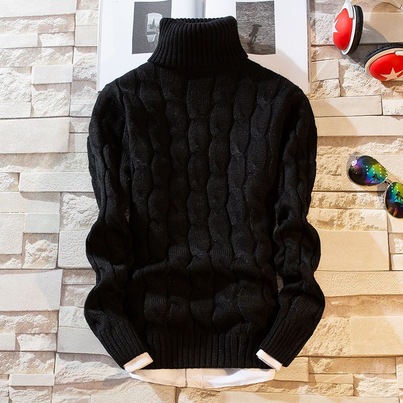Abbigliamento maschile Autunno Nuovo Fornitura Maglione da uomo Adolescente Tinta unita Maglione spesso con collo alto_voghion.com
