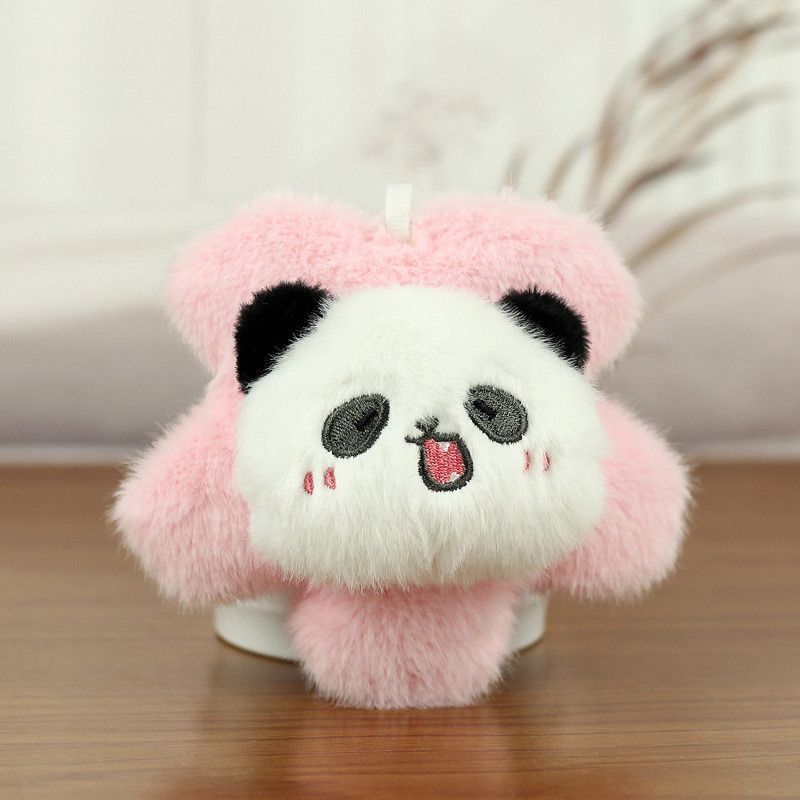 Panda Adorable Colorful Plush Keychain Accessory With Cute Flower Design For Bags_voghion.com