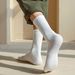 Crew Socks Men's Winter Plus Velvet Thick Warm Cotton Terry Autumn And Winter Style Drawstring Long Socks Men's Solid Color Mid Tube Socks_voghion.com