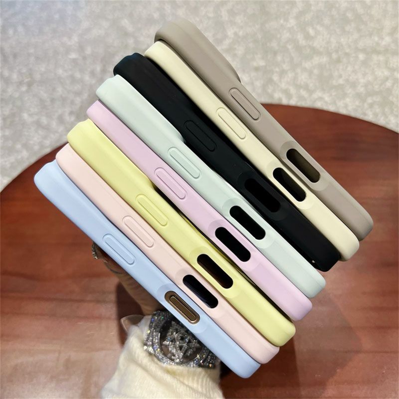 Metal Ring Stand Holder Liquid Silicone Magnetic Phone Case For Iphone 15 14 Plus 16 Pro Max Bracket Cover Funda_voghion.com