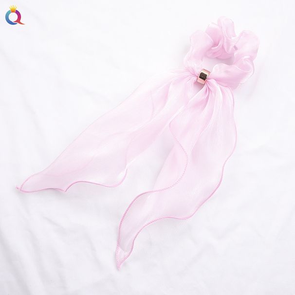 Coletero de cinta de satén: elegante accesorio para el cabello con lazo para mujer (color liso, ajustable, antideslizante)_voghion.com