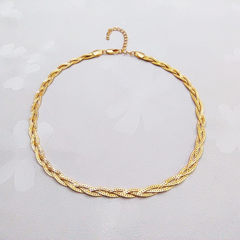 Hip Hop For Women Ins Style Woven Niche Gold Necklace Simple Clavicle Sweater Cuban Chain_voghion.com