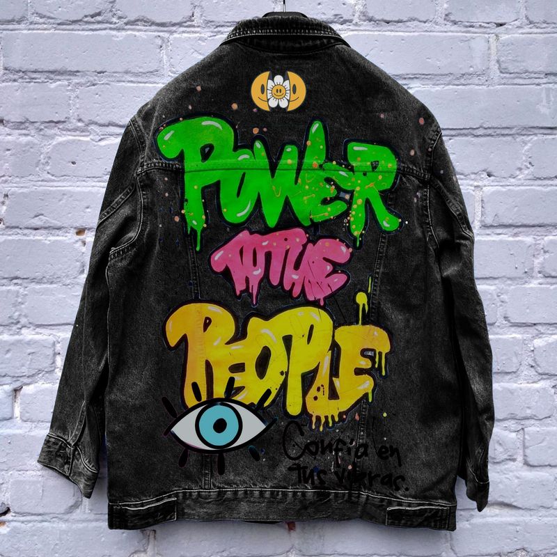 Women's clothing independent station autumn and winter hot selling splicing printed denim jacket top_voghion.com