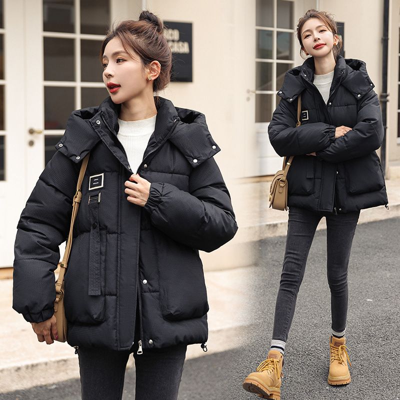 Cropped Puffer Jacket With Oversized Hood & Utility Pockets – Quilted Cotton Shell (M-2XL, 3D-Textured, Commuter-Relevant Streetwear Staple)​_voghion.com