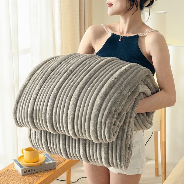 Milchsamt-Mutterstreifen-Jacquard-Nickerchen, einfarbig, maschinenwaschbar, fürs Büro, Korallen-Fleecedecke_voghion.com