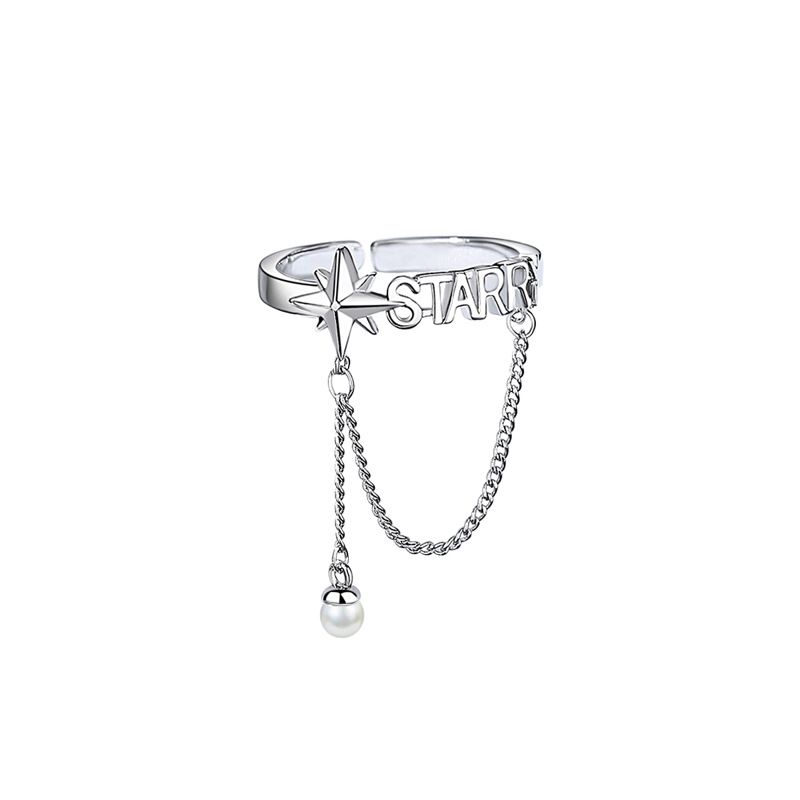 Sterling Sier VENUS Fashion achtpuntige ster kettingring dames kwastje ster parelring gepersonaliseerde partij_voghion.com