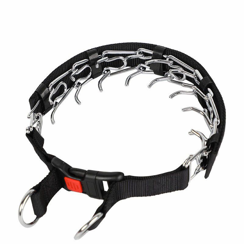 Collare staccabile con cinturino in tessuto nero e catena in stile velcro, accessori per l'addestramento del cane_voghion.com