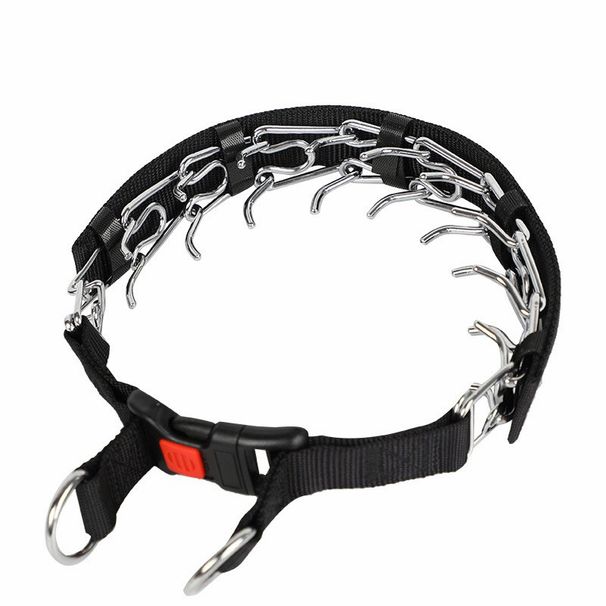 Collare staccabile con cinturino in tessuto nero e catena in stile velcro, accessori per l'addestramento del cane_voghion.com