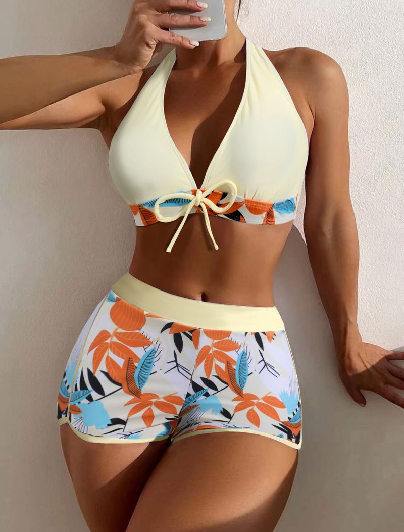 Maillot de bain bikini pour femme, maillot de bain conservateur multicolore fendu_voghion.com