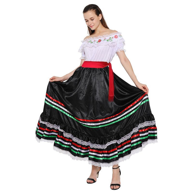Mexické etnické dámské sukně, zářivé zpívající dívčí role, divadelní kostýmy, halloweenské kostýmy_voghion.com