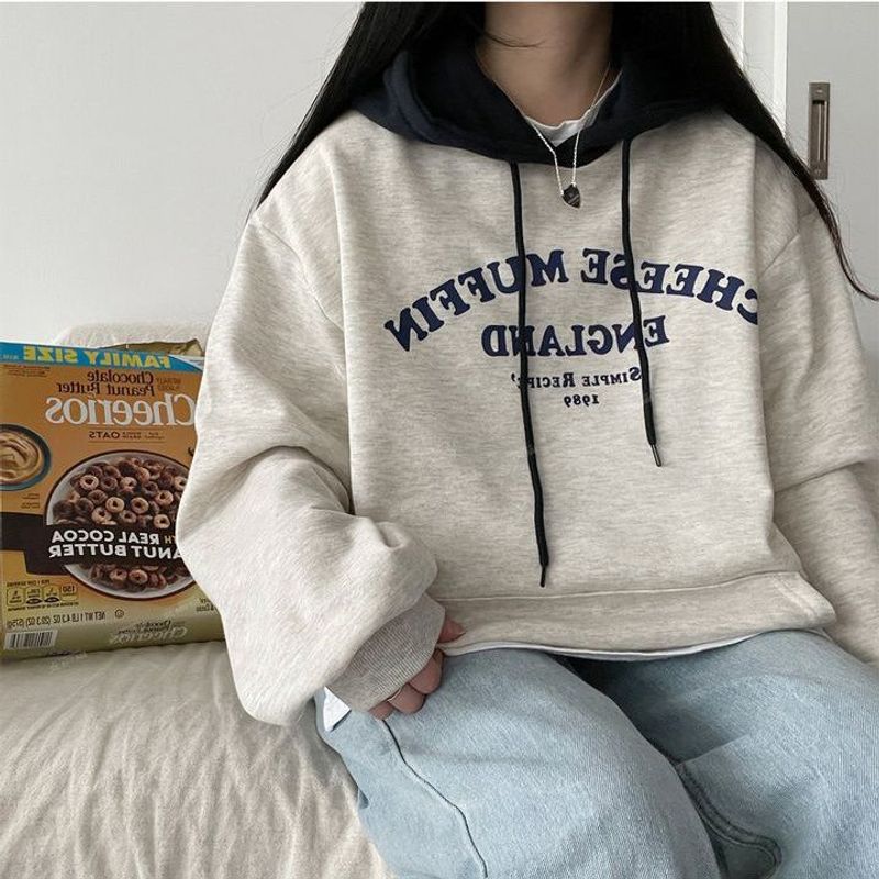 Sudadera con capucha 100 % para mujer 2022, nueva edición fina de primavera y otoño e invierno con parte superior de algodón aterciopelado, estilo hip hop, estilo occidental_voghion.com