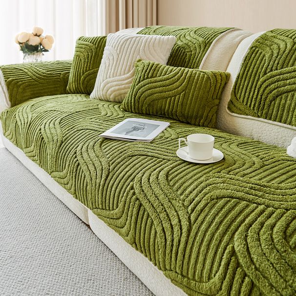 Hochwertiges Sofakissen-Set aus weichem Fleece – Modulare, rutschfeste Bezüge und Sitzkissen für Ecksofas (Gestreiftes Design, neutrale Farbtöne, gemütliches Wohnambiente)_voghion.com