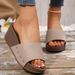 Summer Women's Platform Wedge Slides - Wide Width One Strap Chunky Sole Sandals For Casual Comfort_voghion.com