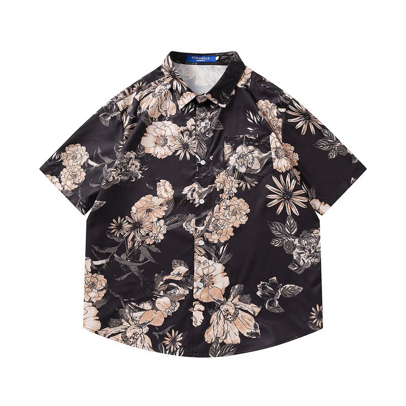 Herrenbekleidung im neuen Stil, Sommer, Retro-Print, kurze Ärmel, grenzüberschreitende Lieferung, neues hawaiianisches, lässiges Strandhemd_voghion.com