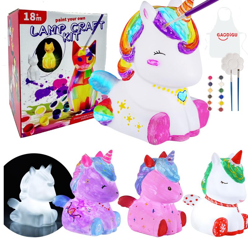 Unisex DIY children's painted graffiti luminous unicorn cat soft glue toy white embryo mold kindergarten gift birthday gift_voghion.com