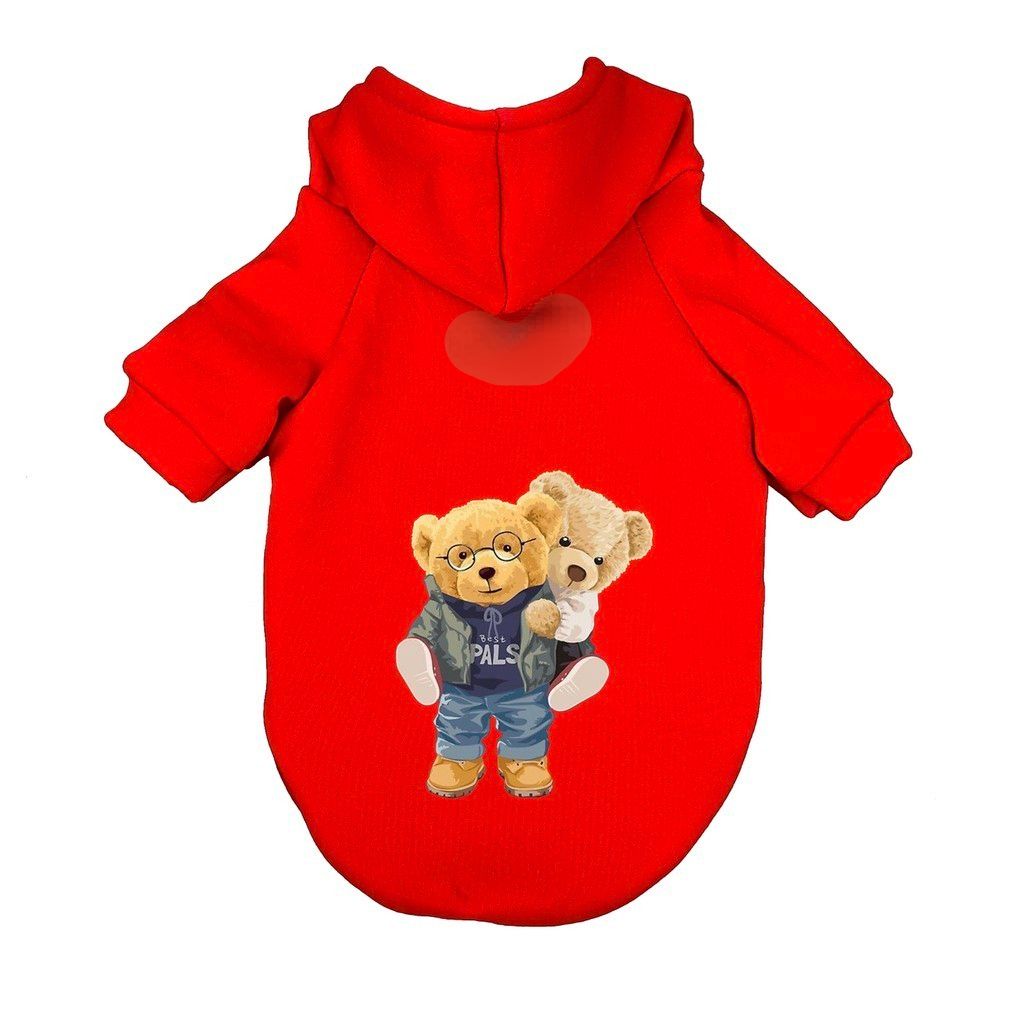 Pet Trend karikatūra Bear Print rudens un ziemas jaka Jauna piena zīda kaķa/suņa silta kapuce_voghion.com