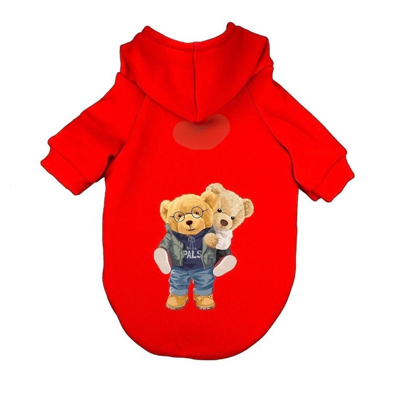 Pet Trend Cartoon Bear Print Autumn and Winter Hoodie New Milk Silk Cat/dog Warm Hoodie_voghion.com