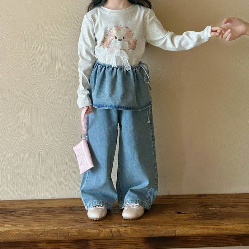Barneklær Vår Ny stil Jentekjoler Jeans Barne Denim Rette Bukser Baby Lange Bukser_voghion.com