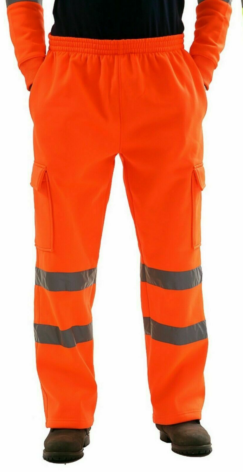 Men's Clothing Men's Reflective Strip Sanitation Worker Uniform Fleece Casual Trousers_voghion.com