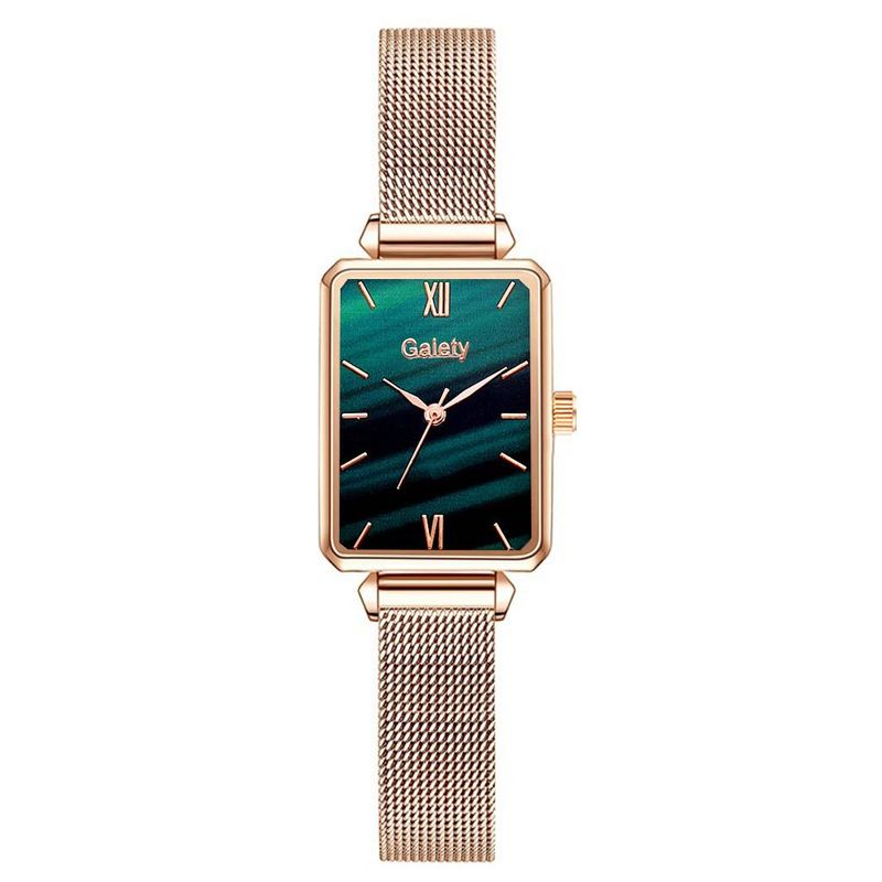 Fashion New Arrival Women's Watch Alloy Mesh Belt Small Green Watch Korean Fashionable Women's Square Quartz Watch Women's Watch_voghion.com