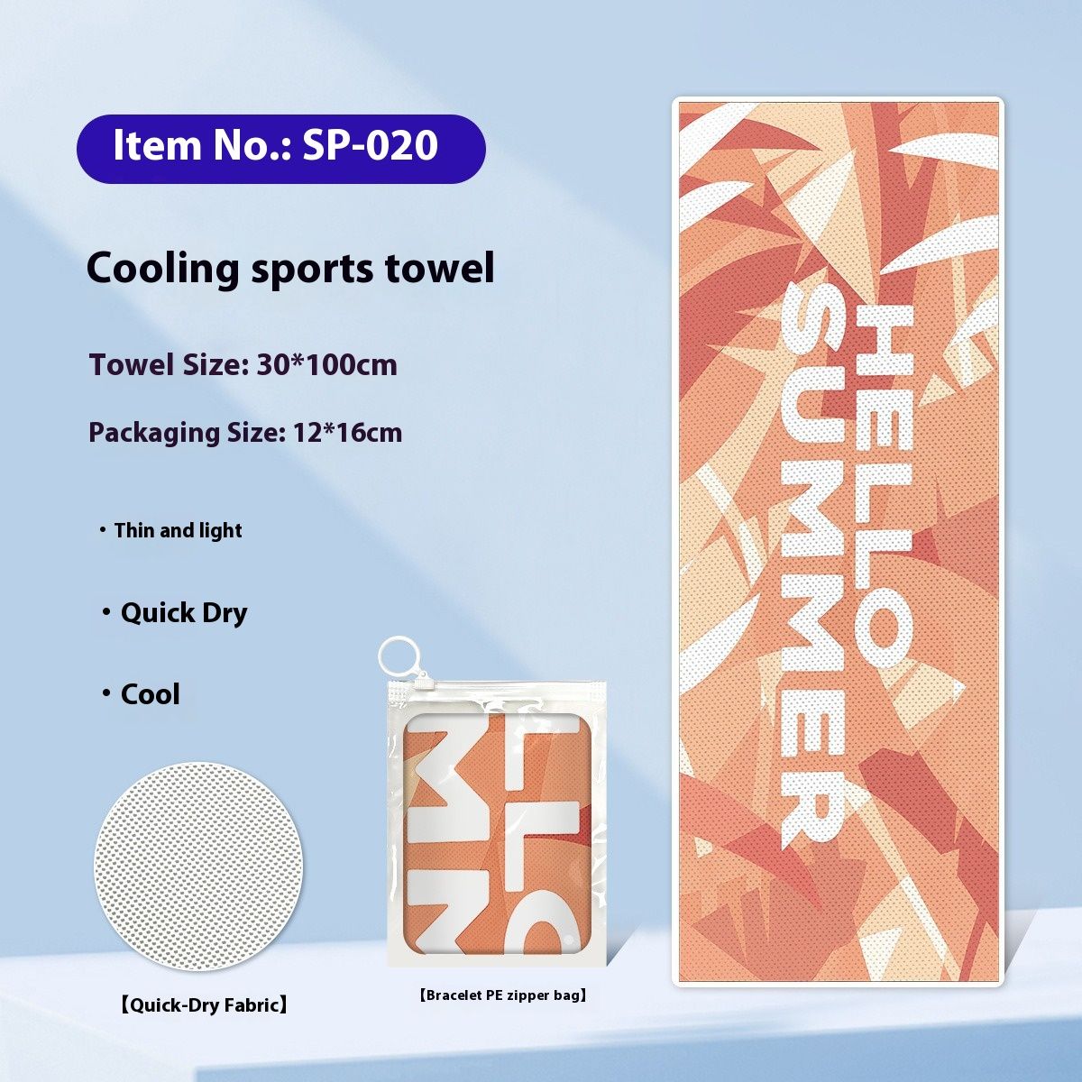 Ultra-Fine Fiber Cooling Sports Towel – 30x100cm Quick-Dry, Portable & Customizable For Gym, Running, Cycling_voghion.com