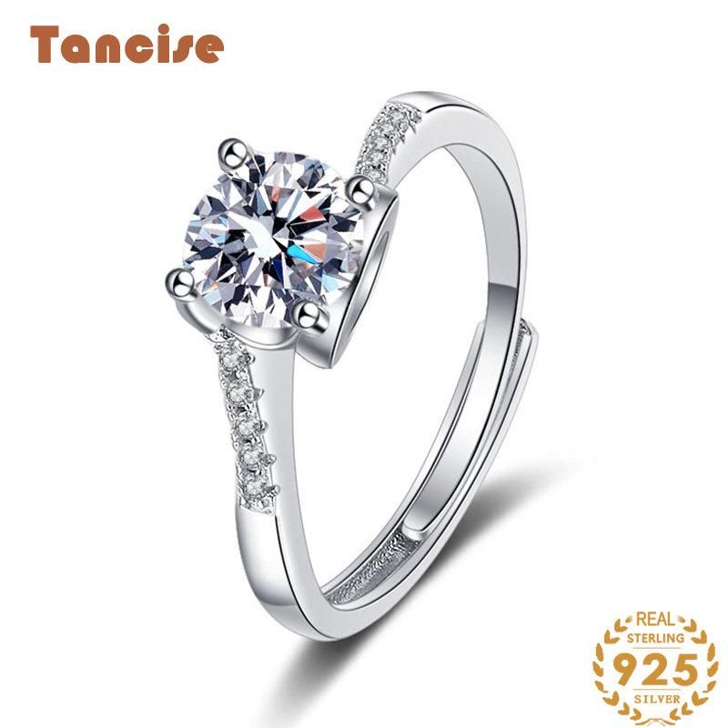 Tancise Classic Moissanite hopea sormus naisten korut häälupaus juhlalahja_voghion.com