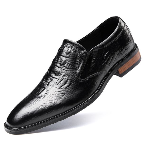 Elegante Herren-Freizeitschuhe mit dreidimensionalem Krokodilfuß-Muster, elegante Bankett-Schuhe aus Leder mit spitzer Zehenpartie_voghion.com