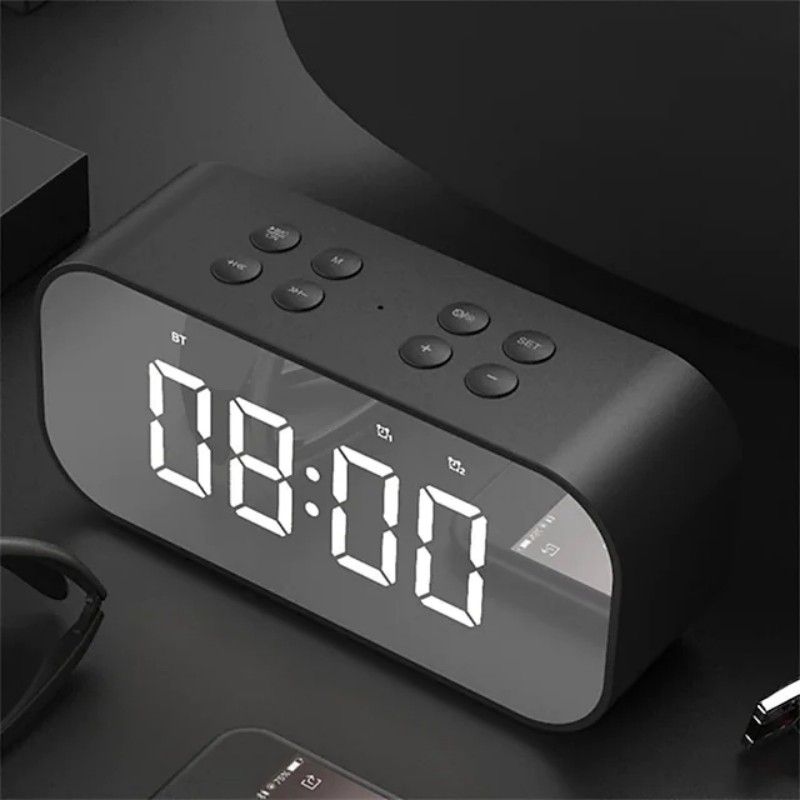 Wireless 5.0 BT Speaker: Enjoy Dual Audio & Digital Alarm Clock in One_voghion.com