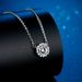 S925 sterling silver pendant 1 carat moissanite necklace women's fashion classic round bag snowflake silver pendant clavicle chain_voghion.com