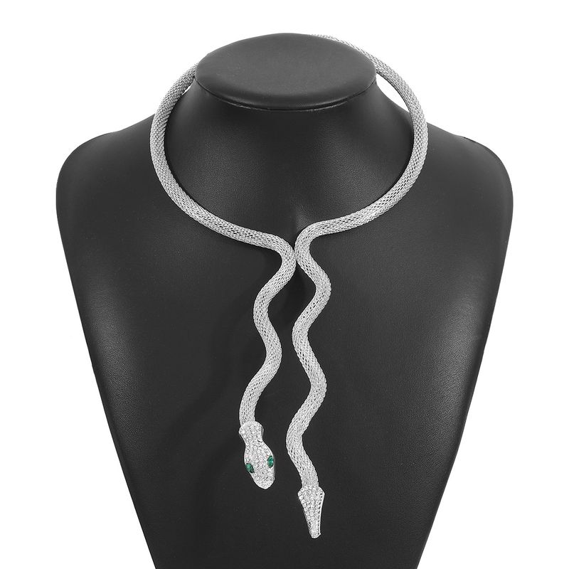 12049 collana a forma di serpente a forma di personalità aperta scura forma casual design esagerato senso collare in metallo_voghion.com