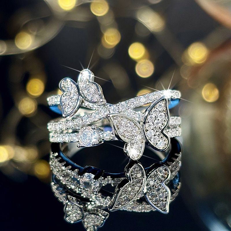 Caoshi Butterfly Multi-layer Design Fresh And Sweet Ring For Female_voghion.com