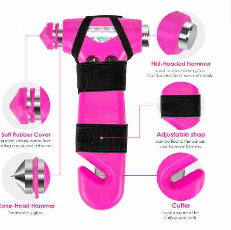 Car Safety Hammer Gift For Women, Three-in-One Tool With Window Breaker And Seat Belt Cutter, Safety Emergency Car Escape Tool For Family, Children_voghion.com