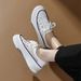 cameido Women's Versatile Lace - Up Flat Casual Shoes With White Mesh Upper, Thick Sole And Skate - Shoe Style_voghion.com