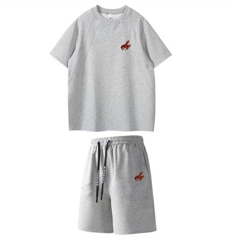 [PoloActive] Completo sportivo in cotone da uomo - Maniche corte con logo Pony e pantaloncini da 13 cm | Completo da allenamento estivo_voghion.com