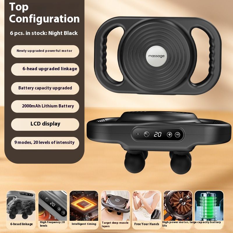 6-Head Percussion Massager – Ultra-Quiet Brushless Motor, 9 Modes & 20 Speed Levels, Deep Tissue Relief For Athletes & Home Use_voghion.com