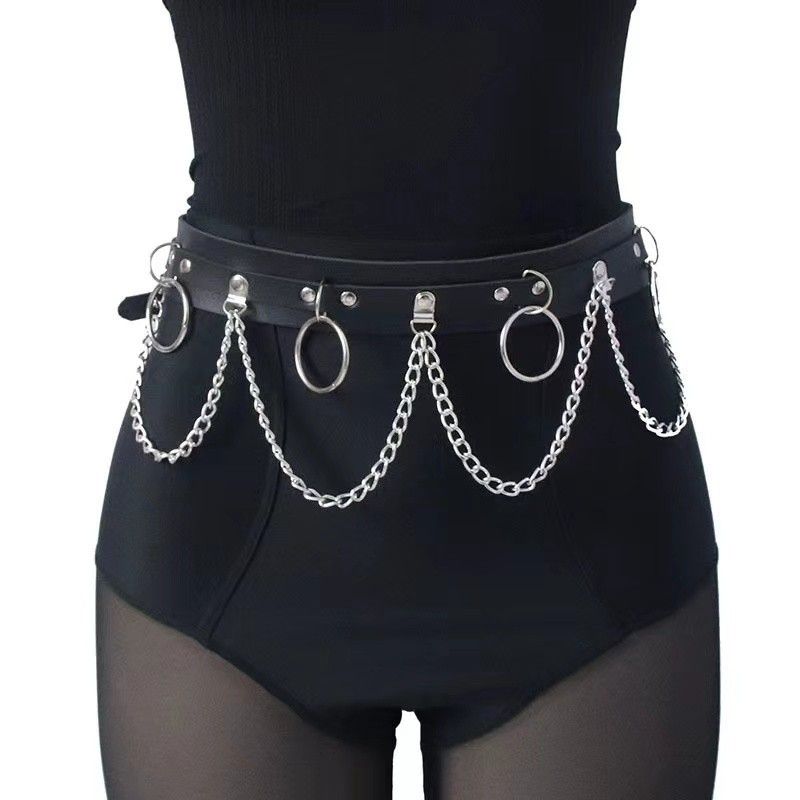 Punk Style Decorative Waistband Exaggerated Wide Chain Rivet Internet Celebrity Performance Belt_voghion.com
