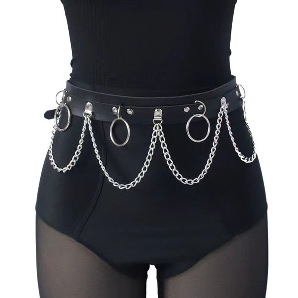 Punk Style Decorative Waistband Exaggerated Wide Chain Rivet Internet Celebrity Performance Belt_voghion.com
