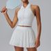 New Yoga Badminton Tennis Vest Underwear Turn-down Collar Running Skirt Sports Set For Women_voghion.com