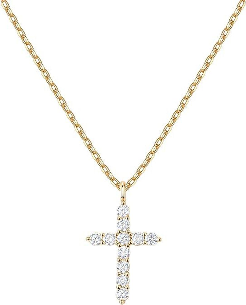 Sterling Inlaid Diamond Cross Necklace For Women High-end Zircon Clavicle Chain Silver Jewelry_voghion.com