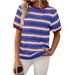 Casual Striped Short Sleeve T-Shirt For Men & Women – Comfortable Cotton Blend, Loose Fit, Color Block Design_voghion.com